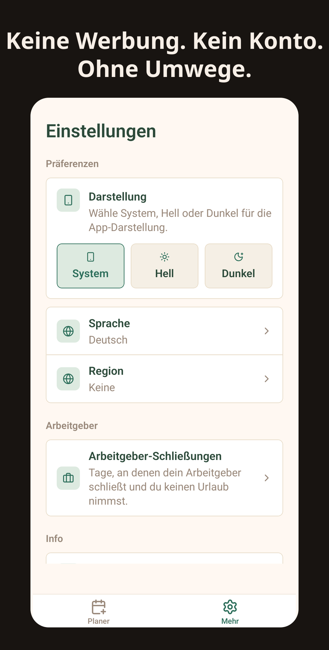 Urlaub-in-Belgien-App: Einstellungen und mehr