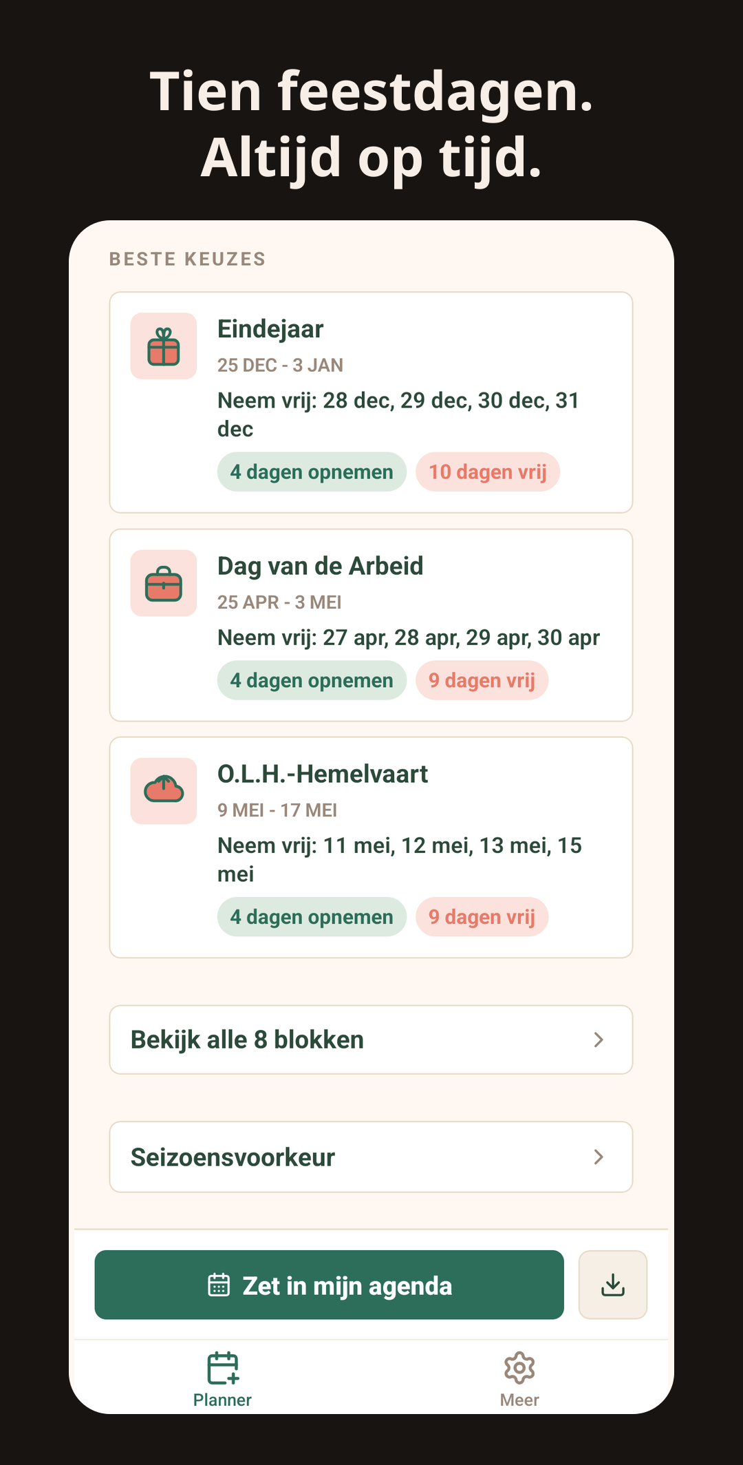 Verlof België-app: aanbevolen brugdagen
